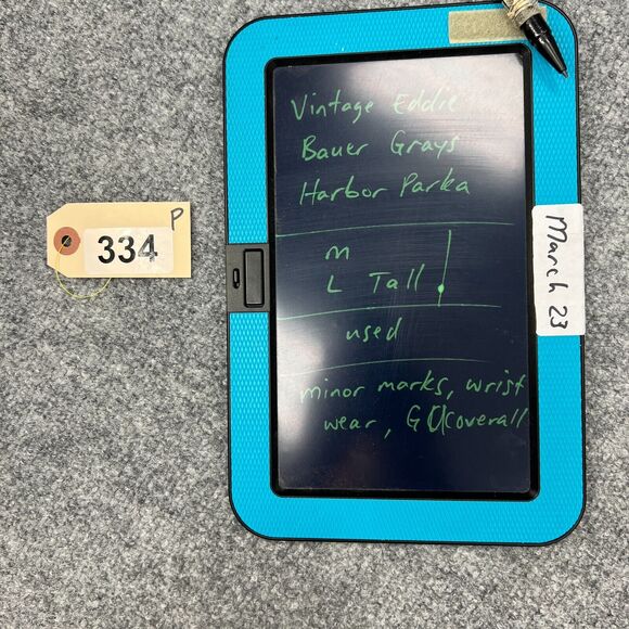 Vintage Eddie Bauer Goose Down Jacket Mens L Large Beige Grays Harbor Parka Coat - Picture 15 of 16